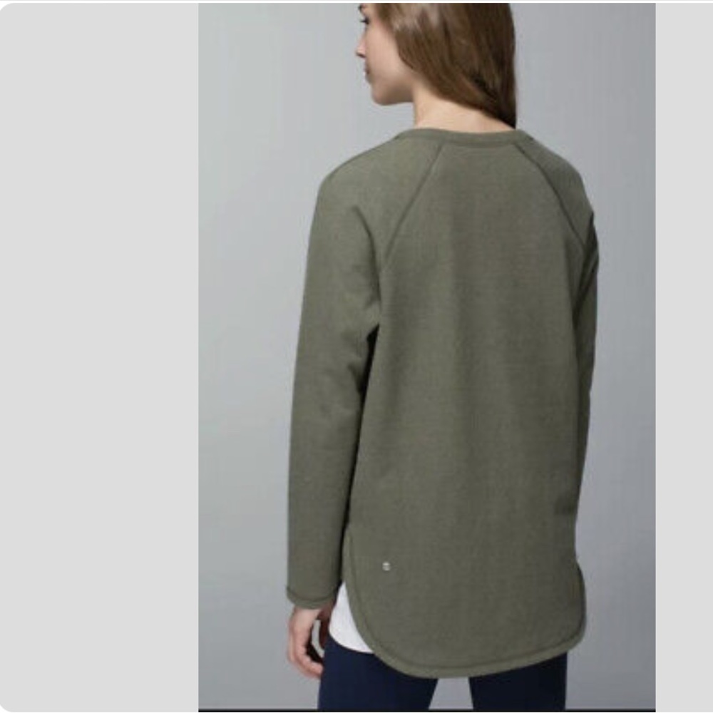 Lululemon • After Asana Pullover Sweatshirt Fatigue Green • size 6 - Picture 2 of 12